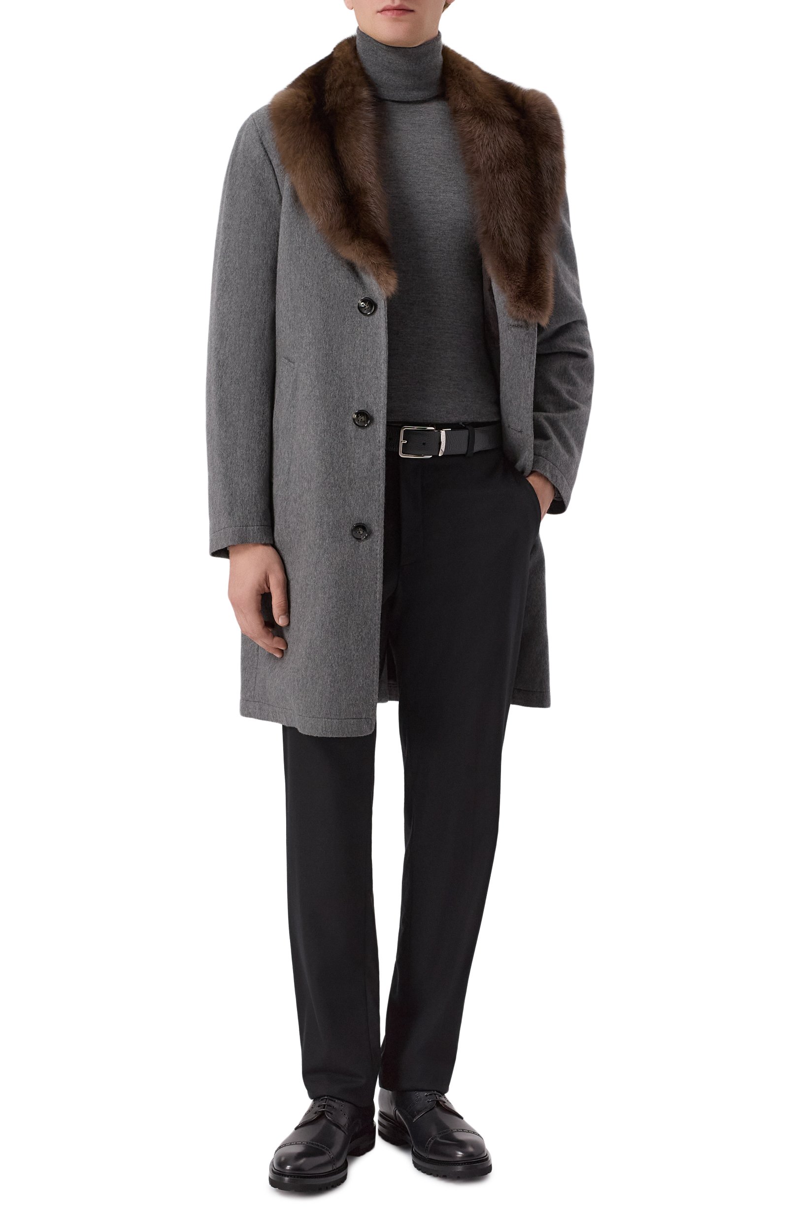 Кашемировое пальто с воротником из соболя KITON, арт. UW0618MV03S28, фото 2