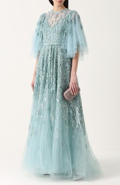Многослойное платье с подолом и декоративной отделкой пайетками ELIE SAAB, арт. 8459, фото 1
