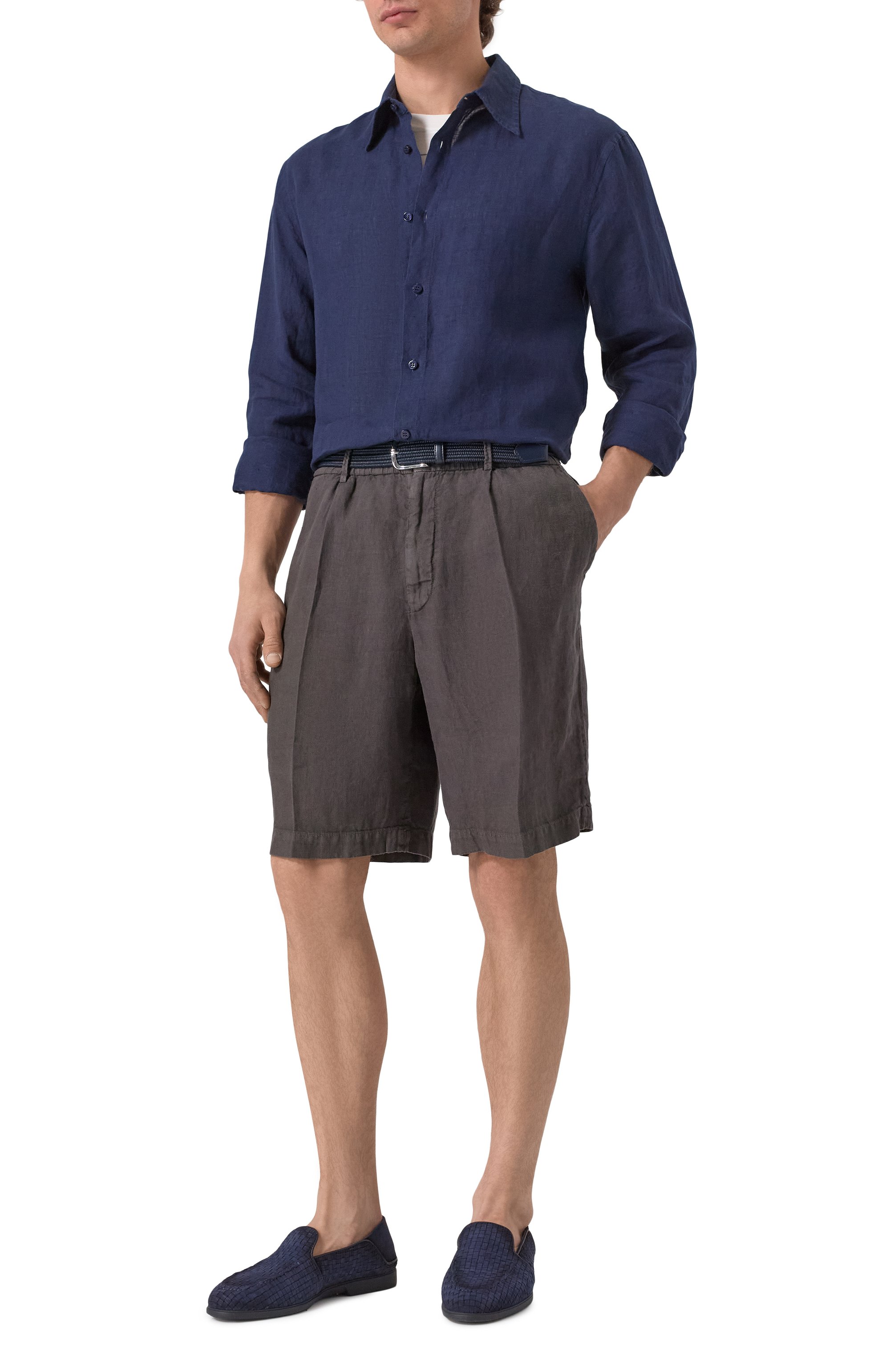 Льняная рубашка MVST темно-синего цвета по цене 61550 руб., арт. G031/3626, фото 2 Льняная рубашка MVST, арт. G031/3626, фото 2