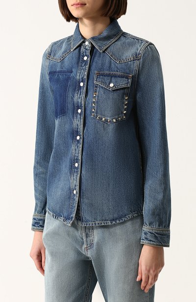 Джинсовая блуза прямого кроя с потертостями VALENTINO, арт. PB3DB00L/48G, фото 3