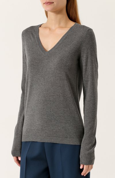 Вязаный пуловер из шерсти RALPH LAUREN серого цвета по цене 59950 руб., арт. 290675071, фото 3 Вязаный пуловер из шерсти RALPH LAUREN, арт. 290675071, фото 3