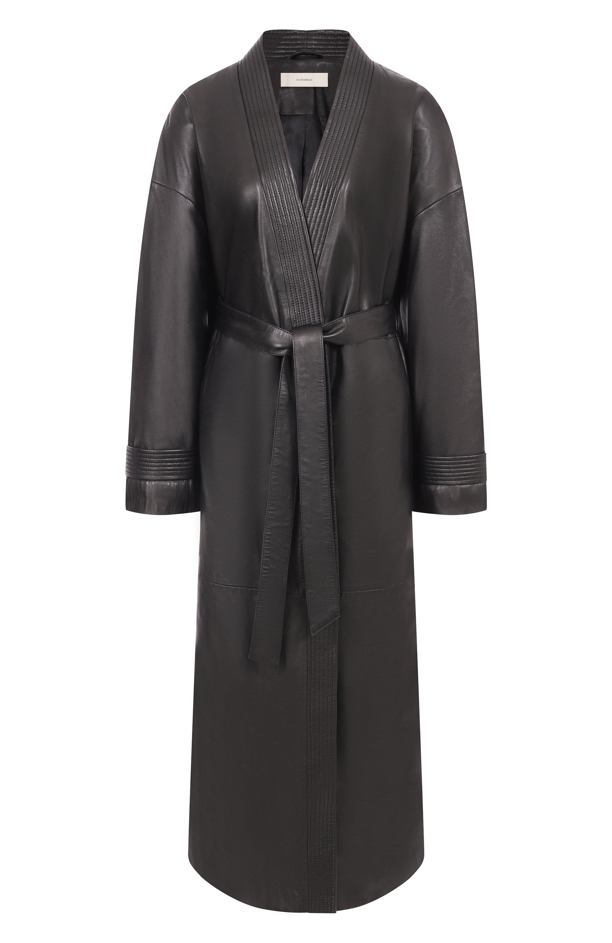 Кожаный плащ 12 STOREEZ черного цвета по цене 145000 руб., арт. 127737, фото 1 Кожаный плащ 12 STOREEZ, арт. 127737, фото 1