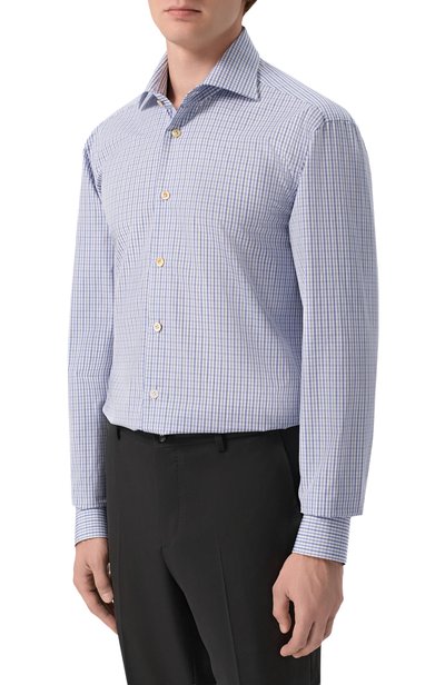 Хлопковая сорочка KITON голубого цвета по цене 119500 руб., арт. UCIH09805, фото 3 Хлопковая сорочка KITON, арт. UCIH09805, фото 3