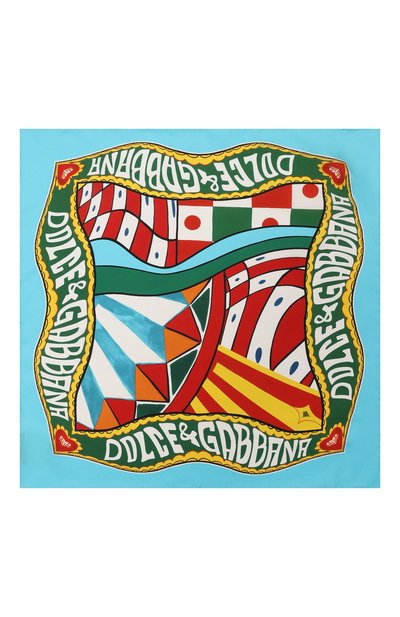 Шелковый платок DOLCE & GABBANA голубого цвета по цене 23600 руб., арт. FN093R/GDBTQ, фото 5 Шелковый платок DOLCE & GABBANA, арт. FN093R/GDBTQ, фото 5