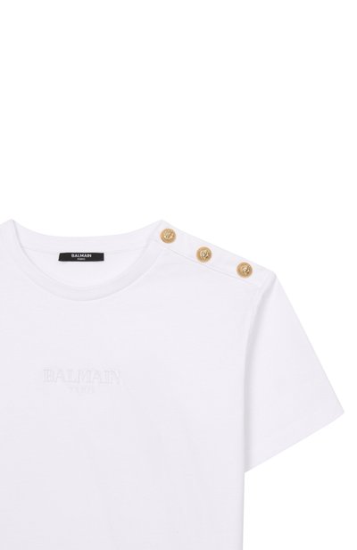Хлопковая футболка BALMAIN белого цвета по цене 23900 руб., арт. BZ8I81, фото 3 Хлопковая футболка BALMAIN, арт. BZ8I81, фото 3