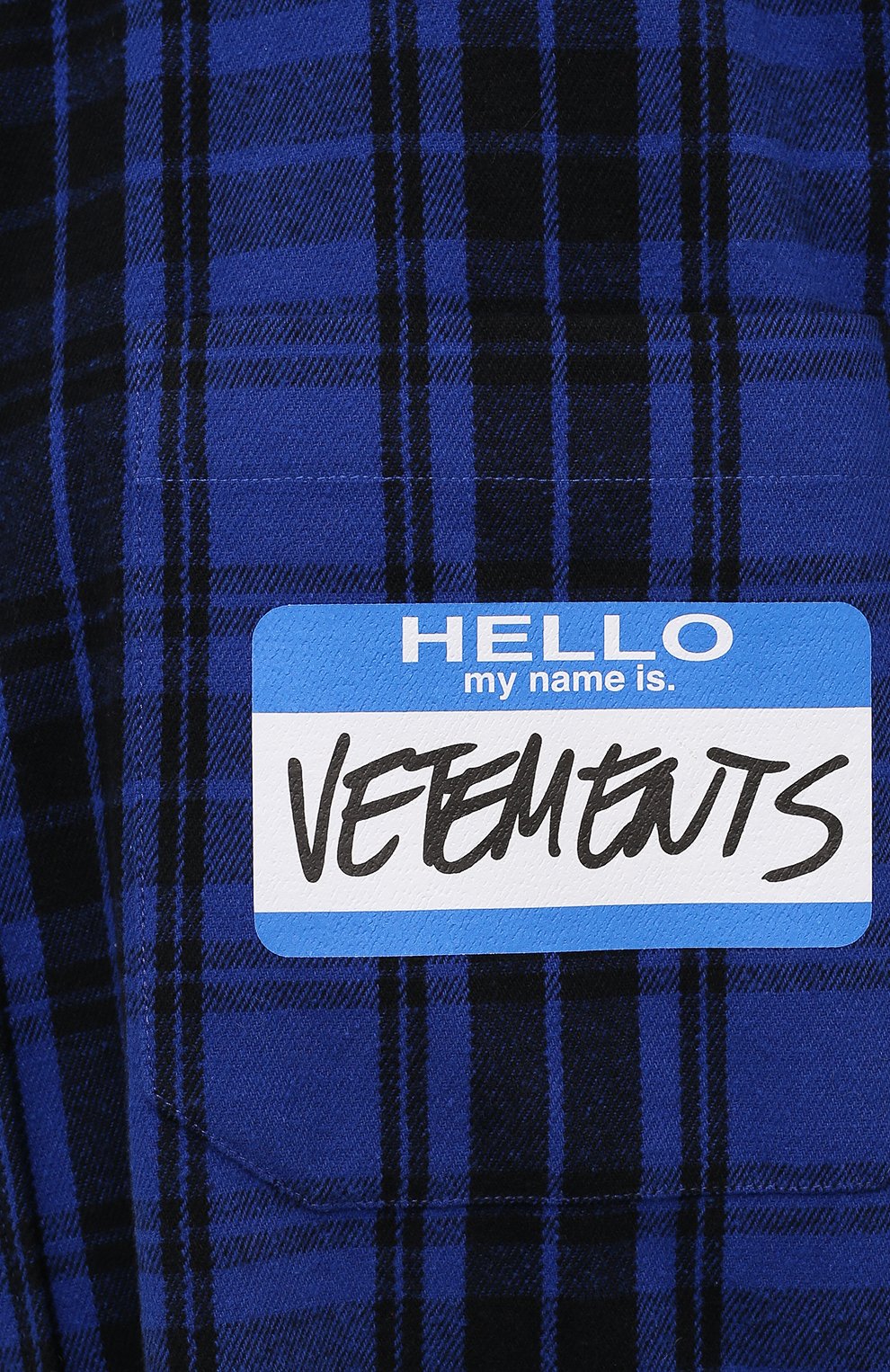 Рубашка из хлопка и вискозы VETEMENTS синего цвета по цене 114500 руб., арт. UA52SH800B 1002/W, фото 5 Рубашка из хлопка и вискозы VETEMENTS, арт. UA52SH800B 1002/W, фото 5