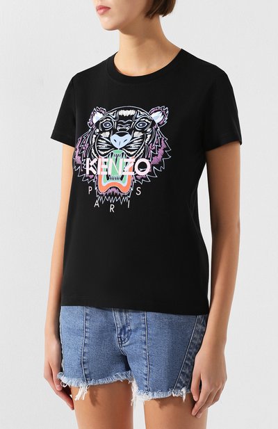 Хлопковая футболка KENZO черного цвета по цене 13050 руб., арт. 2TS7214YB, фото 3 Хлопковая футболка KENZO, арт. 2TS7214YB, фото 3