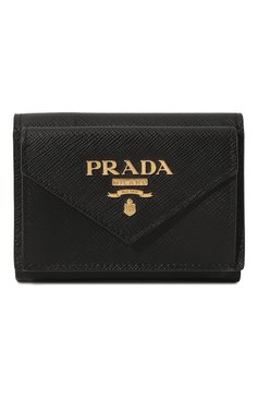 Женские кожаный кошелек PRADA черного цвета, арт. 1MH021-2E3K-F0002 | Фото 1 (Материал: Натуральная кожа; Материал сплава: Проставлено; Нос: Не проставлено)