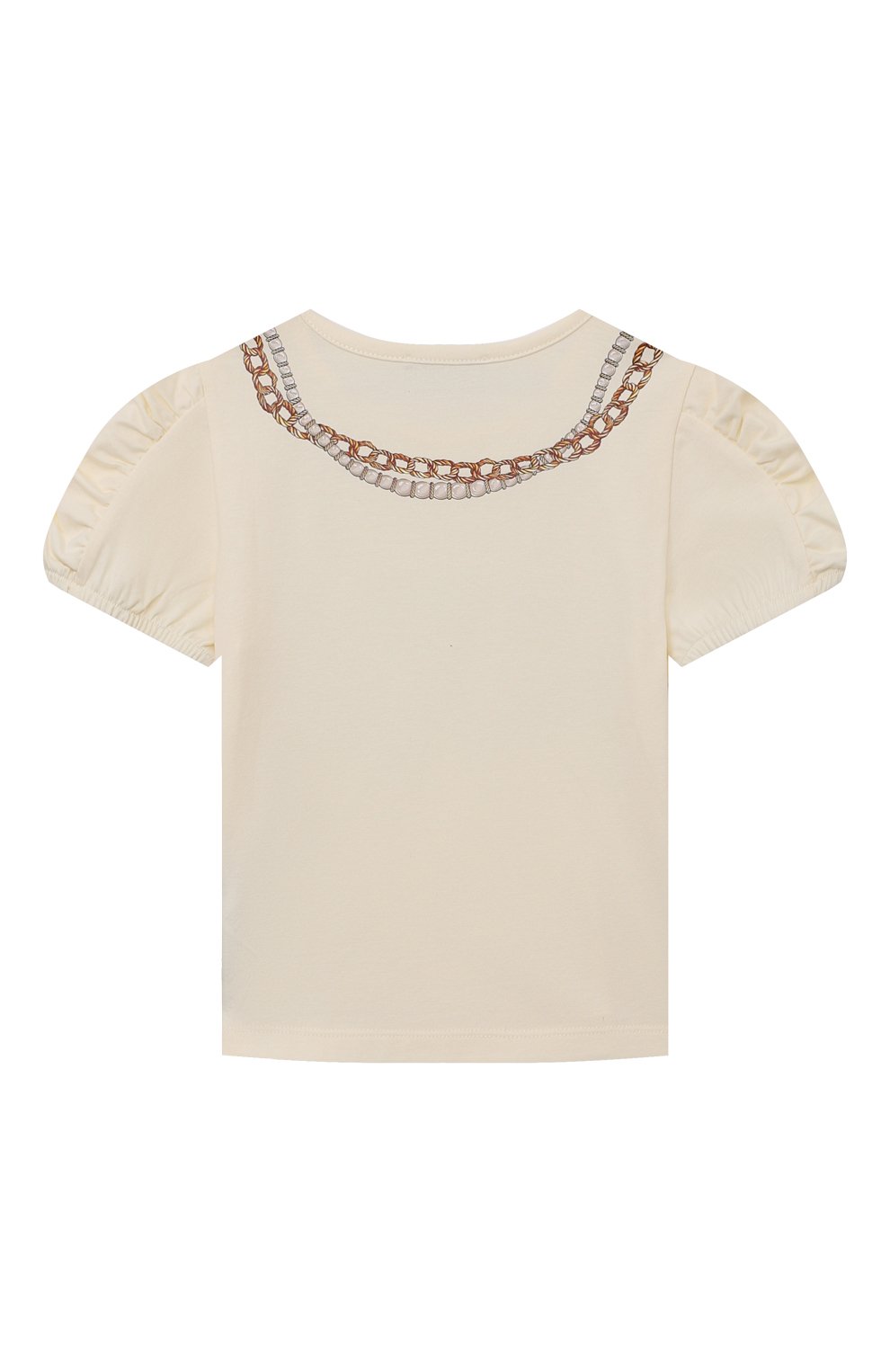 Хлопковая футболка MOSCHINO кремового цвета по цене 13300 руб., арт. HDM056/LBA11/4A-8A, фото 2 Хлопковая футболка MOSCHINO, арт. HDM056/LBA11/4A-8A, фото 2