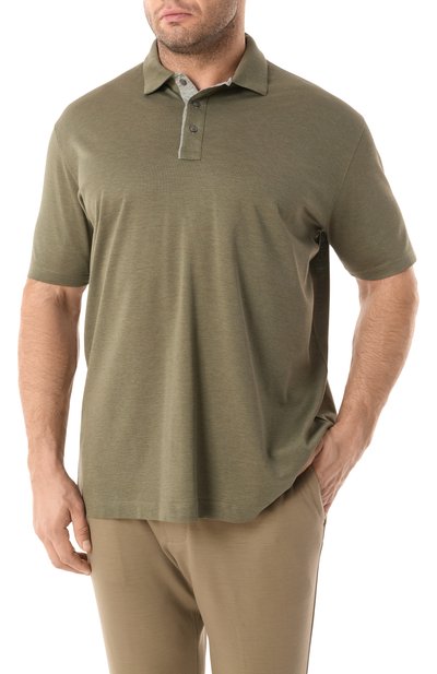 Хлопковое поло PAUL&SHARK хаки цвета по цене 33050 руб., арт. 25411224/3XL, фото 3 Хлопковое поло PAUL&SHARK, арт. 25411224/3XL, фото 3