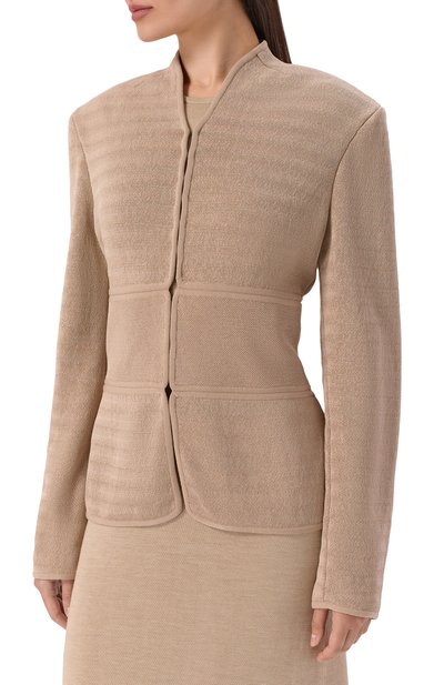 Жакет из вискозы GIORGIO ARMANI бежевого цвета по цене 644500 руб., арт. GW002935/AF24191, фото 3 Жакет из вискозы GIORGIO ARMANI, арт. GW002935/AF24191, фото 3