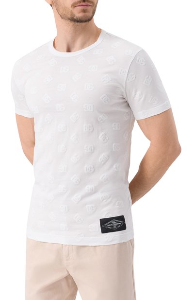 Хлопковая футболка DOLCE & GABBANA белого цвета по цене 77700 руб., арт. G8PT1T/G7NWE, фото 3 Хлопковая футболка DOLCE & GABBANA, арт. G8PT1T/G7NWE, фото 3