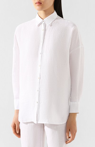 Льняная рубашка 120% LINO белого цвета по цене 19000 руб., арт. R0W1610/B317/000, фото 3 Льняная рубашка 120% LINO, арт. R0W1610/B317/000, фото 3