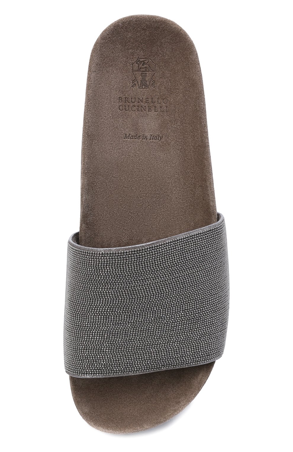 Замшевые шлепанцы BRUNELLO CUCINELLI серебряного цвета по цене 114000 руб., арт. MZMIG1390, фото 6 Замшевые шлепанцы BRUNELLO CUCINELLI, арт. MZMIG1390, фото 6