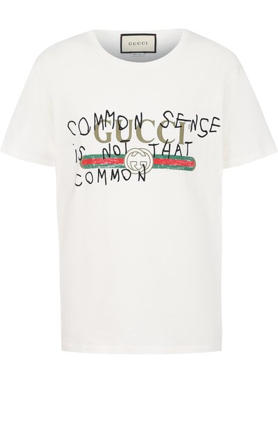 Хлопковая футболка с принтом GUCCI, арт. 493117/X3H99, фото 1