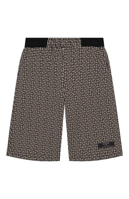 Детские хлопковые шорты BALMAIN бежевого цвета, арт. BW6R29 | Фото 1 (Материал сплава: Проставлено; Нос: Не проставлено; Материал внешний: Хлопок)