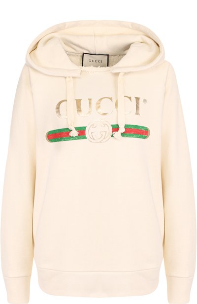 Хлопковый пуловер с капюшоном и логотипом бренда GUCCI, арт. 457931/X5N71, фото 1