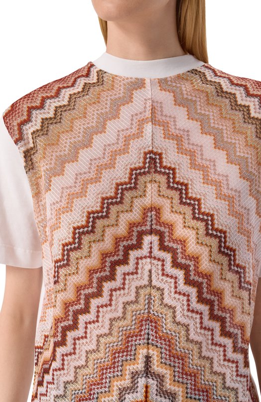 Хлопковая футболка Missoni DS25SL02/BJ00N6 Бежевый  DS25SL02/BJ00N6 Фото 5