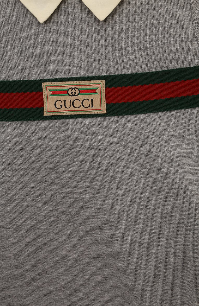 Детское комплект из песочника и кепки GUCCI серого цвета, арт. 766683/XJF8F | Фото 6 (Материал внешний: Хлопок; Нос: Не проставлено; Материал сплава: Проставлено; Ростовка одежда: 0 - 3 мес | 50 - 60 см, 3 мес | 62 см)