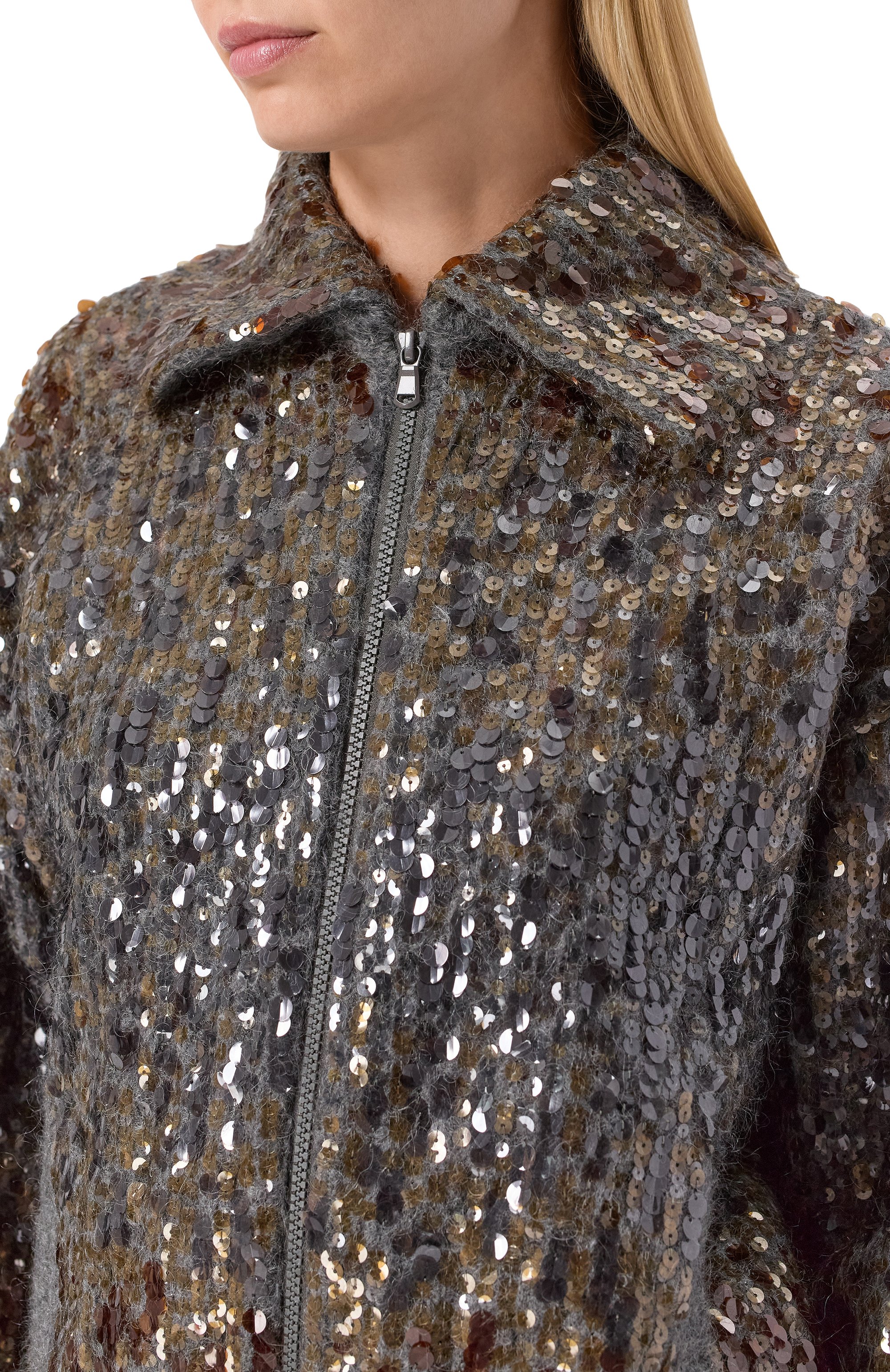 Шерстяной кардиган с отделкой пайетками BRUNELLO CUCINELLI, арт. M1U375916P, фото 5