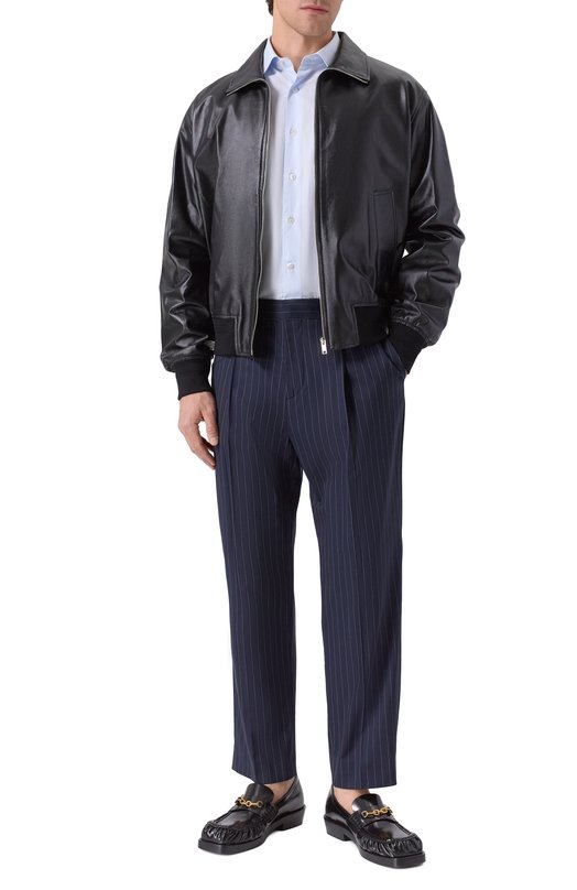 Шерстяные брюки Balmain FH0PM110/WD25 Синий  FH0PM110/WD25 Фото 2