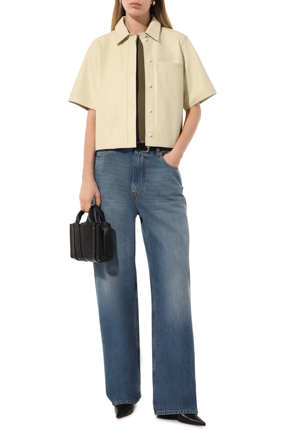 Кожаная рубашка YVES SALOMON светло-бежевого цвета по цене 119000 руб., арт. 23EYH20052APXX, фото 2 Кожаная рубашка YVES SALOMON, арт. 23EYH20052APXX, фото 2