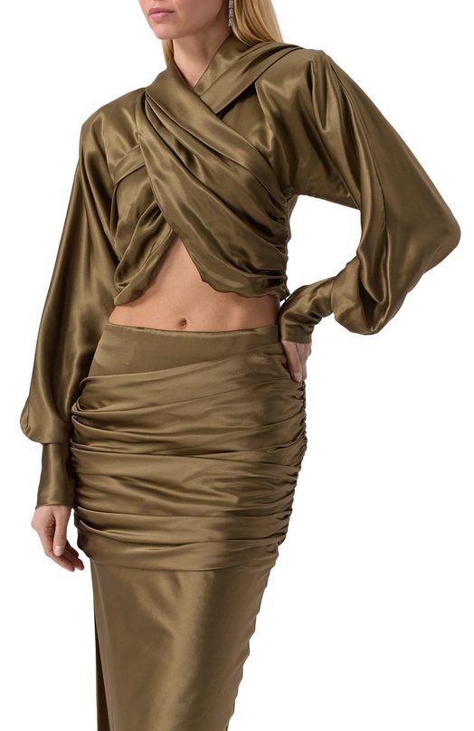 Атласная блузка Giuseppe di Morabito 04SST0312 04422 Хаки  04SST0312 04422 Фото 3