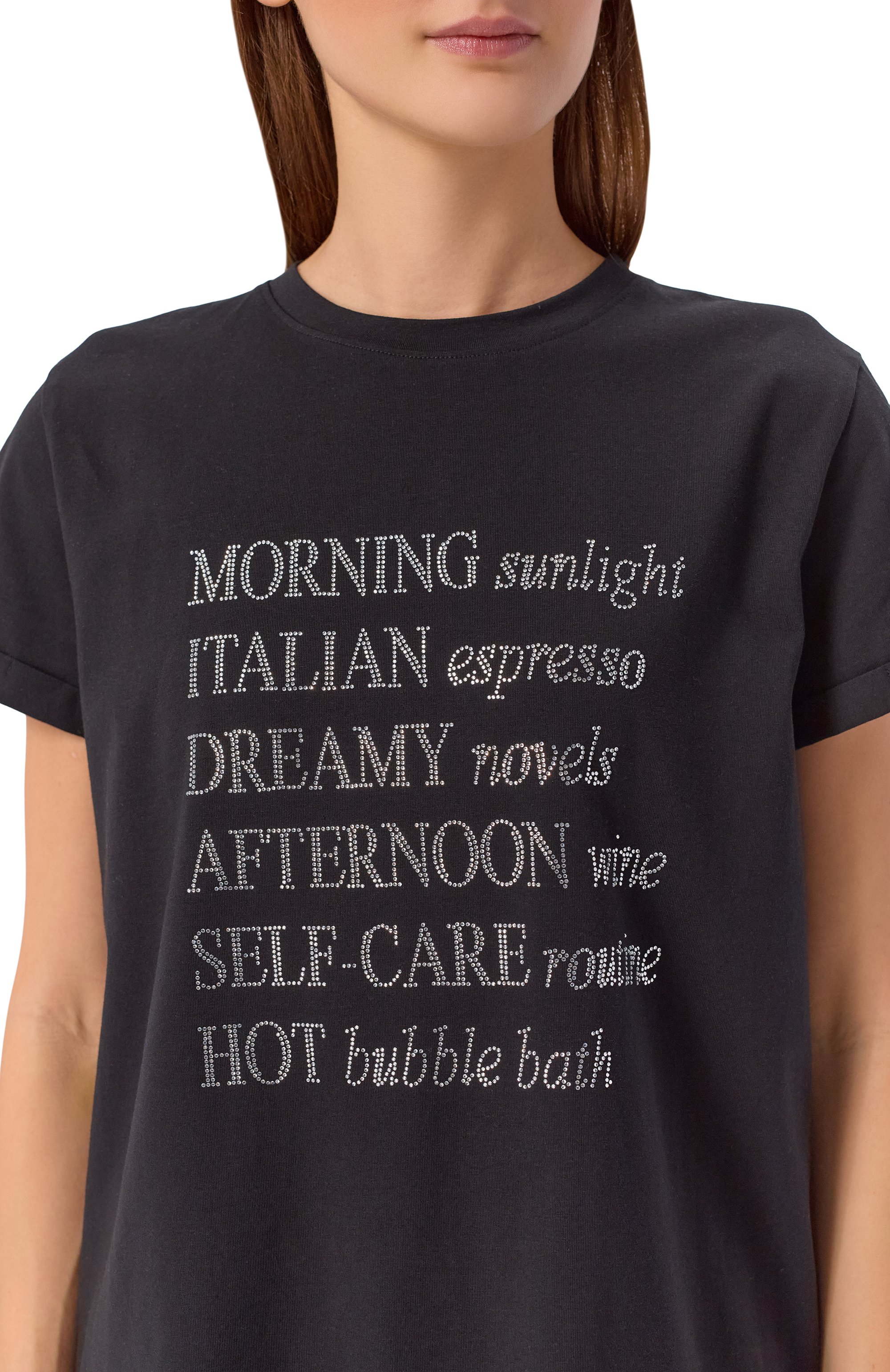 Хлопковая футболка с отделкой стразами SEVEN LAB, арт. CTR1.01.900.258.155, фото 5