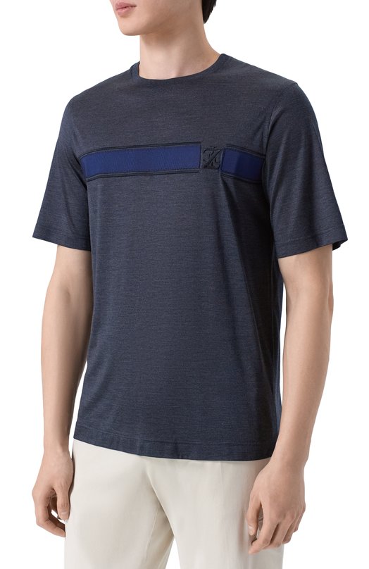 Шелковая футболка Zilli TSR02AM0608VZLE01 Синий  TSR02AM0608VZLE01 Фото 3