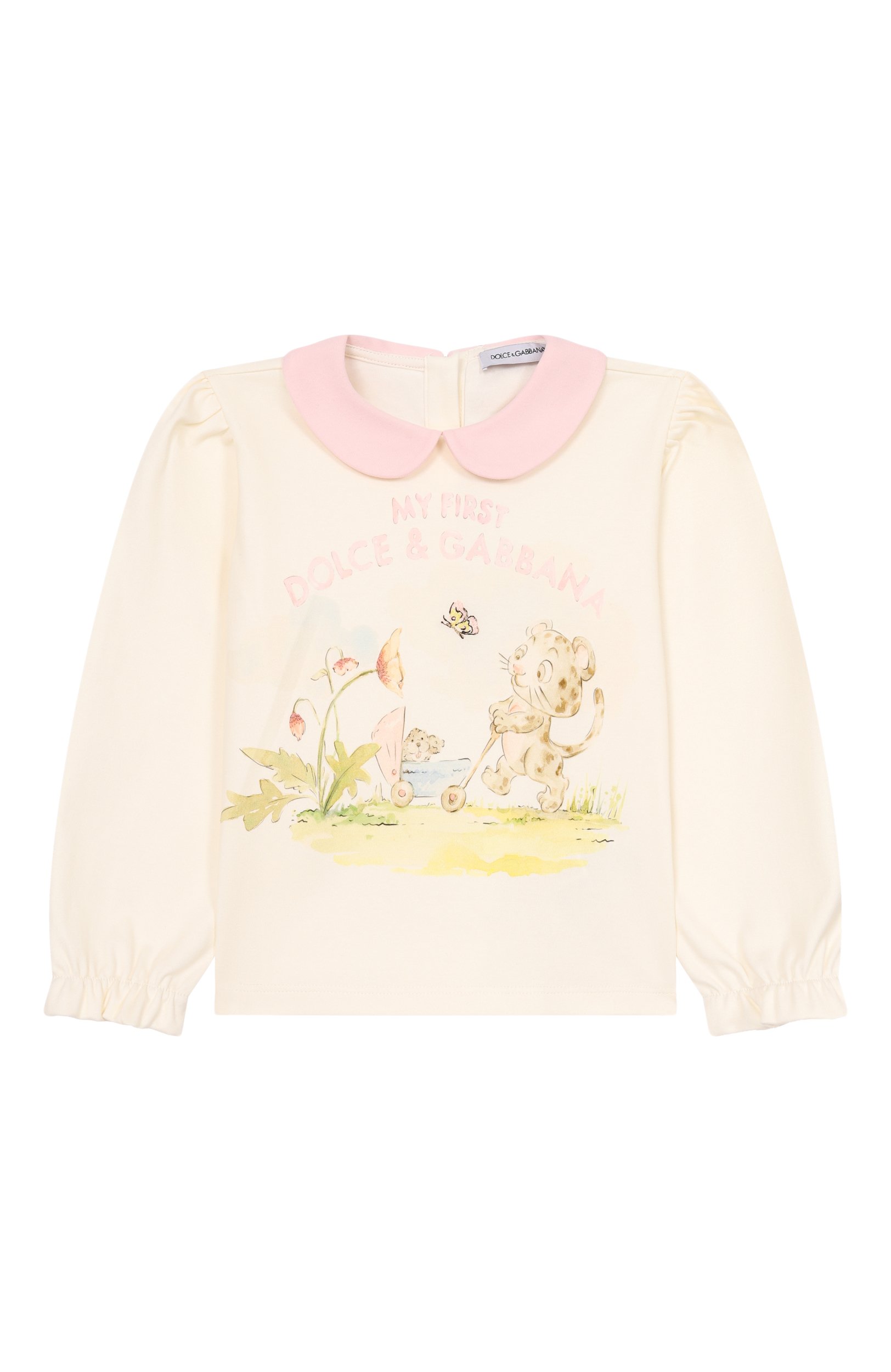 Хлопковый лонгслив DOLCE & GABBANA кремового цвета по цене 29650 руб., арт. L2JTRE/G7P80, фото 1 Хлопковый лонгслив DOLCE & GABBANA, арт. L2JTRE/G7P80, фото 1