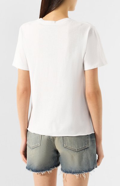 Хлопковая футболка SAINT LAURENT белого цвета по цене 41950 руб., арт. 605366/YBQJ2, фото 4 Хлопковая футболка SAINT LAURENT, арт. 605366/YBQJ2, фото 4