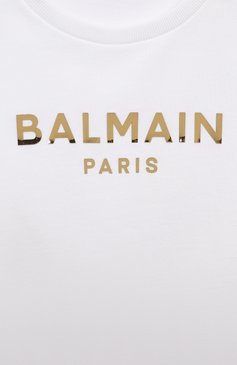 Детский хлопковый свитшот BALMAIN разноцветного цвета, арт. BU4Q40 | Фото 3 (Рукава: Длинные; Материал сплава: Проставлено; Материал внешний: Хлопок; Девочки Кросс-КТ: Свитшот-одежда; Драгоценные камни: Проставлено)