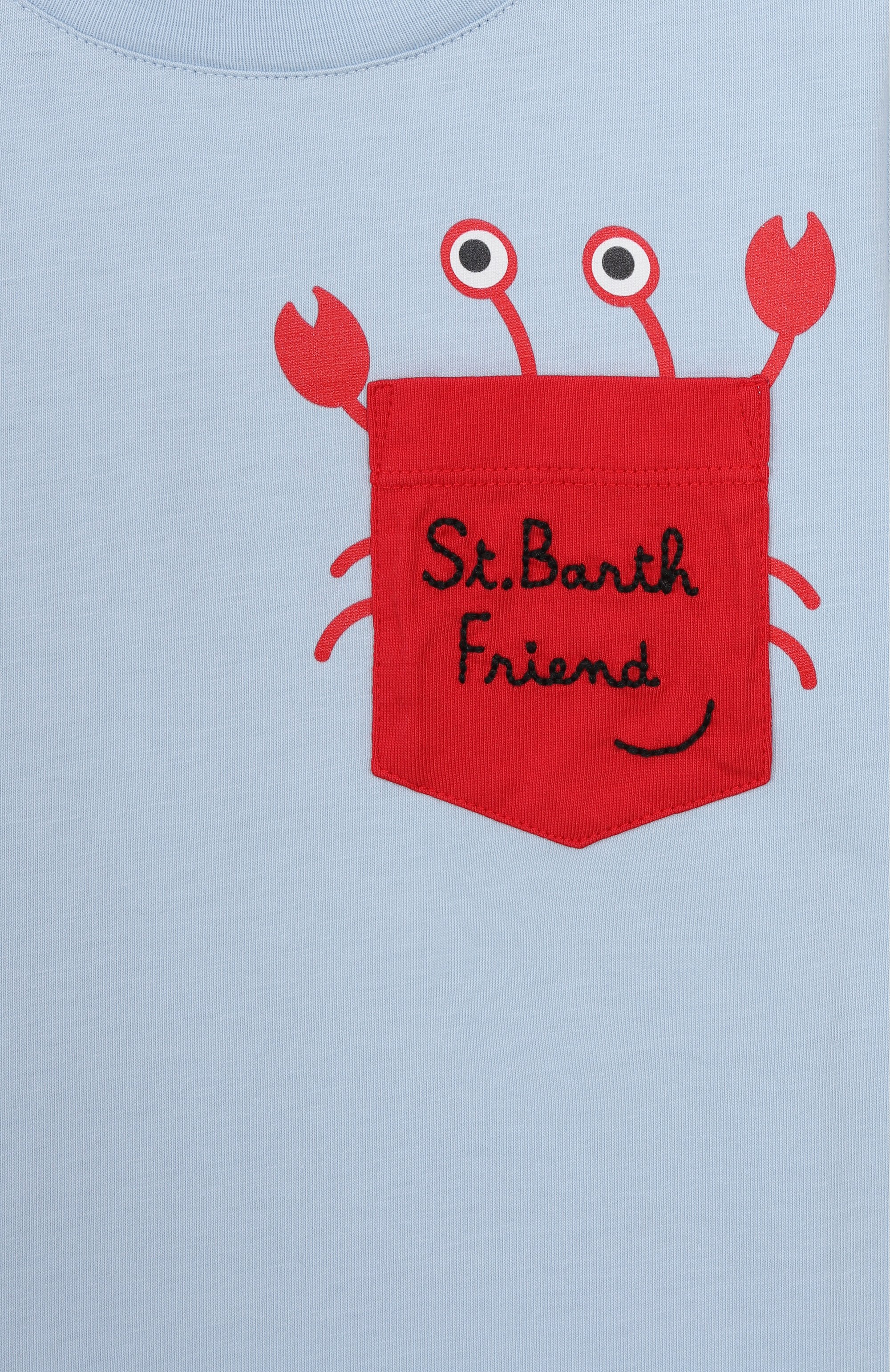 Хлопковая футболка MC2 SAINT BARTH голубого цвета по цене 7995 руб., арт. STBK EDDY/EDD0001, фото 3 Хлопковая футболка MC2 SAINT BARTH, арт. STBK EDDY/EDD0001, фото 3