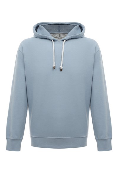 Хлопковое худи BRUNELLO CUCINELLI голубого цвета по цене 81850 руб., арт. MTU143450, фото 1 Хлопковое худи BRUNELLO CUCINELLI, арт. MTU143450, фото 1