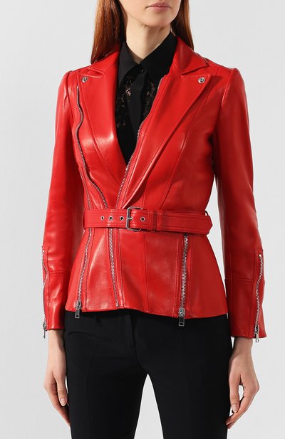 Кожаная куртка с косой молнией ALEXANDER MCQUEEN, арт. 507773/Q5KUN, фото 3