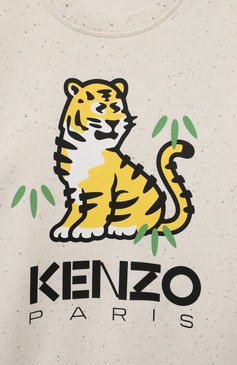 Детский свитшот KENZO кремвого цвета, арт. K55012/6Y-12Y | Фото 3 (Драгоценные камни: Проставлено; Материал внешний: Хлопок, Синтетический материал; Материал сплава: Проставлено; Рукава: Длинные; Девочки Кросс-КТ: Свитшот-одежда; Ростовка одежда: 12 лет | 152 см)