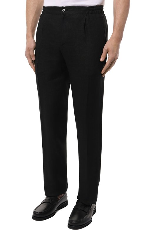 Льняные брюки Kiton UPN01H08838 Чёрный  UPN01H08838 Фото 3