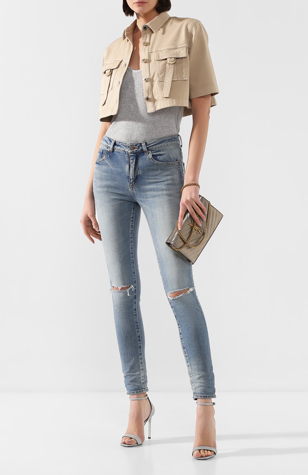 Укороченная рубашка BALMAIN бежевого цвета по цене 118500 руб., арт. TF12350/C195, фото 2 Укороченная рубашка BALMAIN, арт. TF12350/C195, фото 2