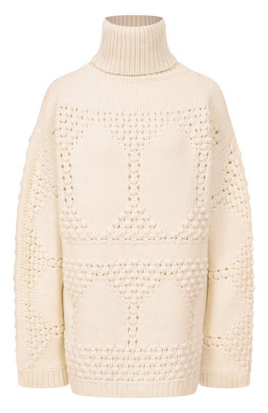 Свитер из шерсти и кашемира Elie Saab T0222NF25/CK011 Кремовый T0222NF25/CK011