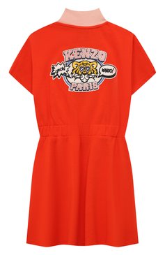Детское хлопковое платье KENZO красного цвета, арт. K60220/3-5 | Фото 2 (Драгоценные камни: Проставлено; Материал сплава: Проставлено; Рукава: Короткие; Материал внешний: Хлопок; Случай: Повседневный; Девочки Кросс-КТ: Платье-одежда; Ростовка одежда: 3 года | 98 см, 4 года | 104 см, 5 лет | 110 см)