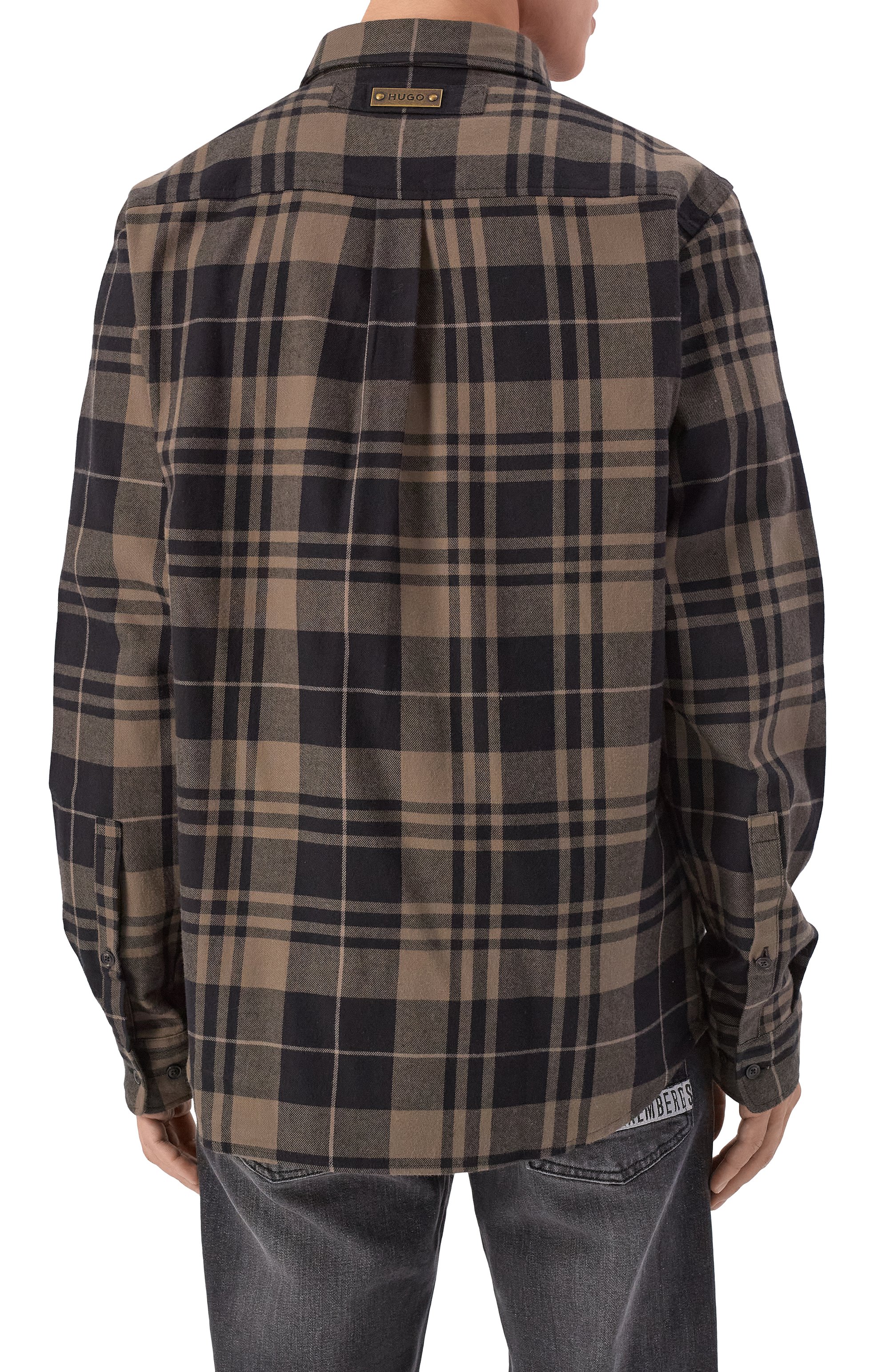 Хлопковая рубашка HUGO коричневого цвета по цене 13600 руб., арт. 50549753, фото 4 Хлопковая рубашка HUGO, арт. 50549753, фото 4