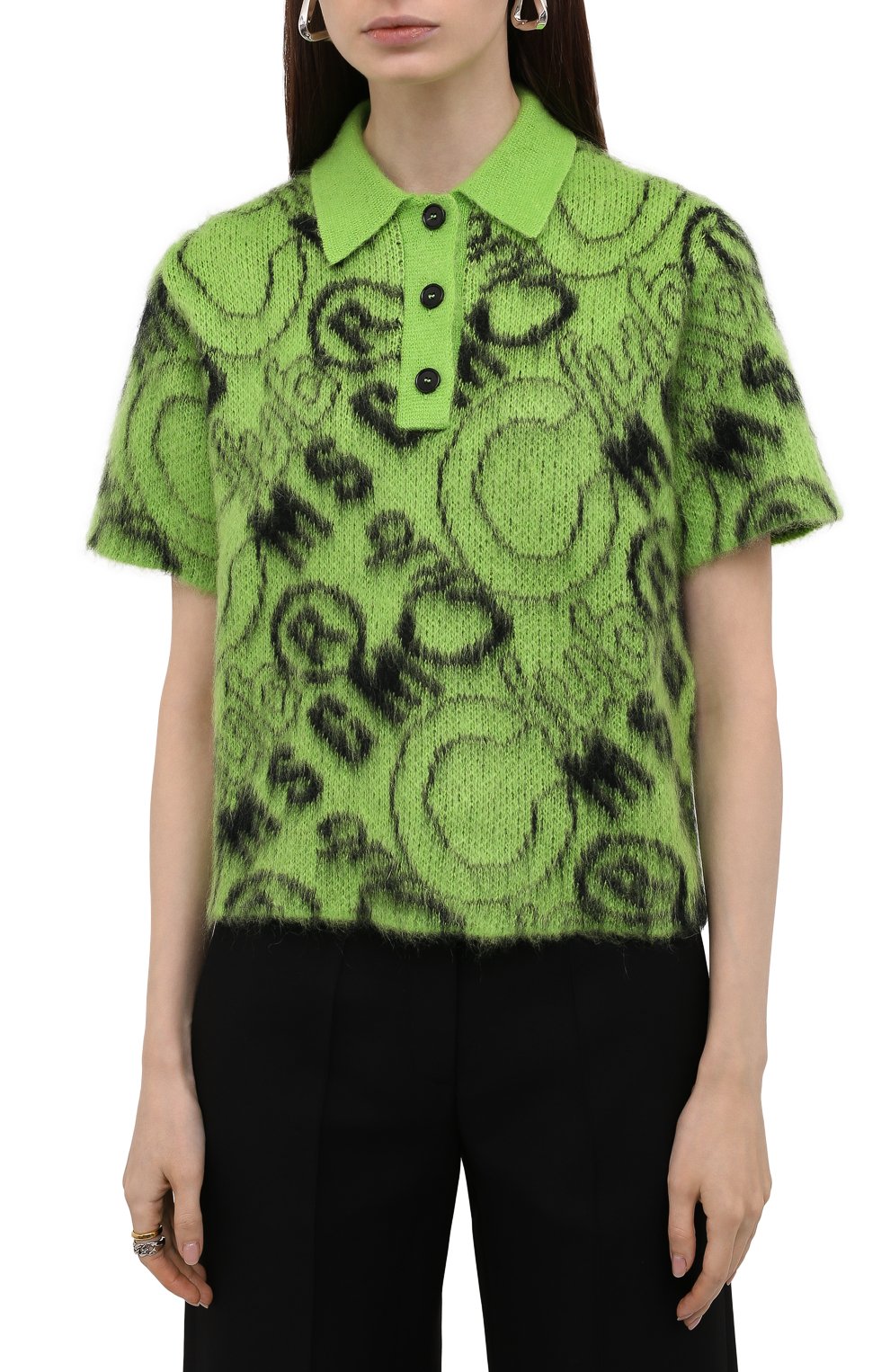 Поло MSGM зеленого цвета по цене 38450 руб., арт. 3142MDM232 217976, фото 3 Поло MSGM, арт. 3142MDM232 217976, фото 3