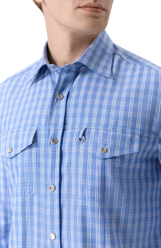 Рубашка из хлопка и лиоцелла Stefano Ricci MC007067/BN2822 Синий  MC007067/BN2822 Фото 5