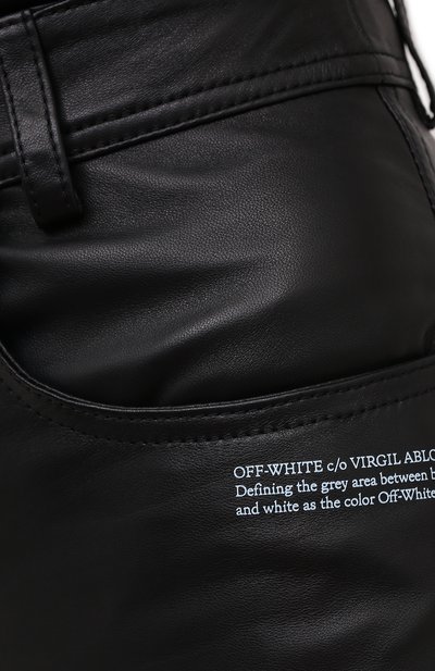Кожаные брюки OFF-WHITE черного цвета по цене 170000 руб., арт. 0WJB011E20LEA0011000, фото 5 Кожаные брюки OFF-WHITE, арт. 0WJB011E20LEA0011000, фото 5