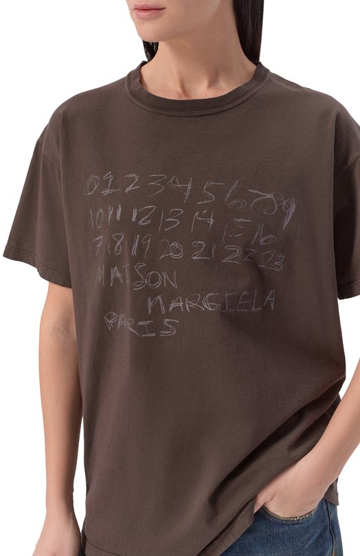 Хлопковая футболка Maison Margiela S51GC0544/S24575 Коричневый  S51GC0544/S24575 Фото 5