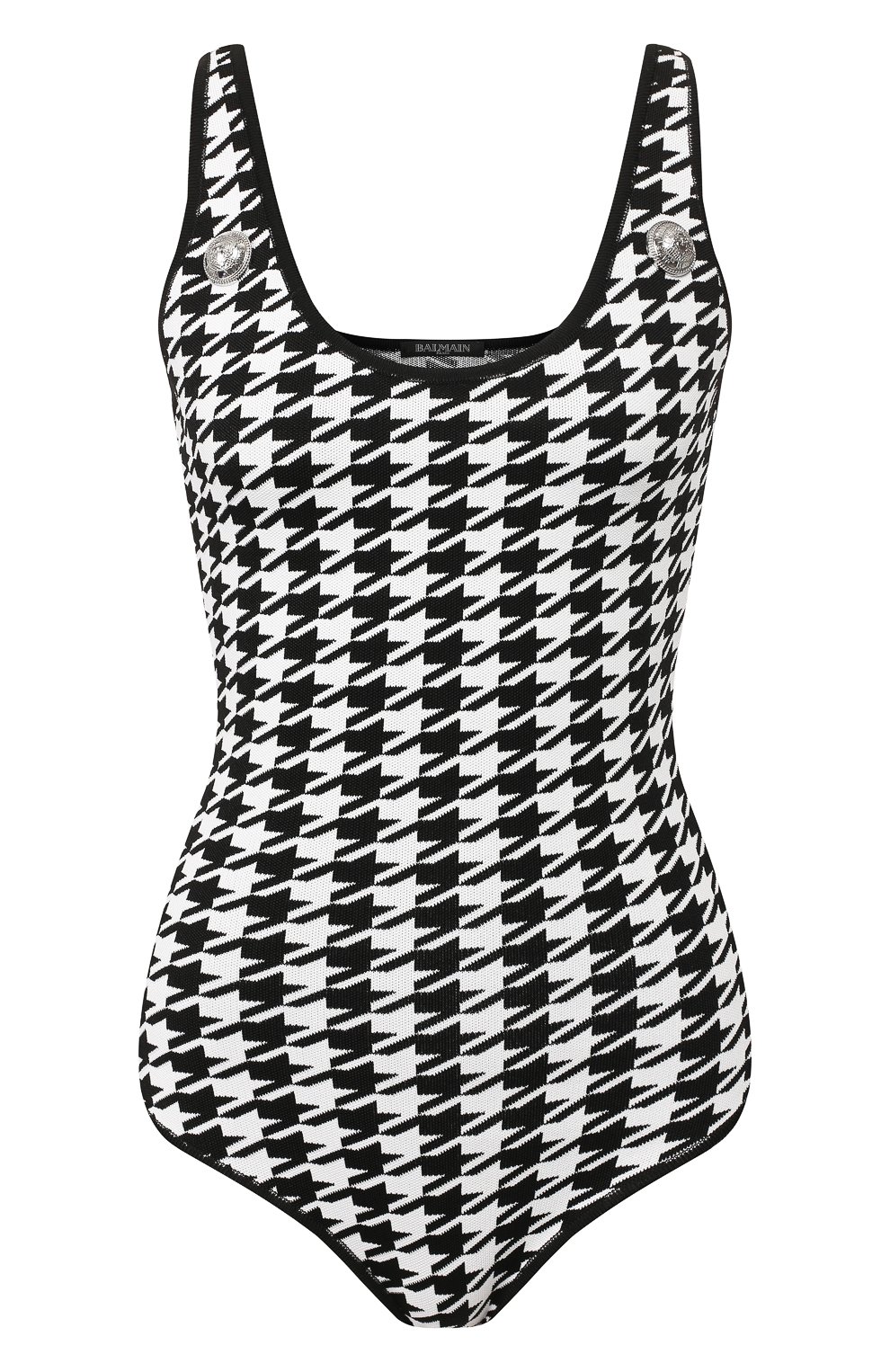 Боди из вискозы BALMAIN черно-белого цвета по цене 118500 руб., арт. SF00929/K513, фото 1 Боди из вискозы BALMAIN, арт. SF00929/K513, фото 1