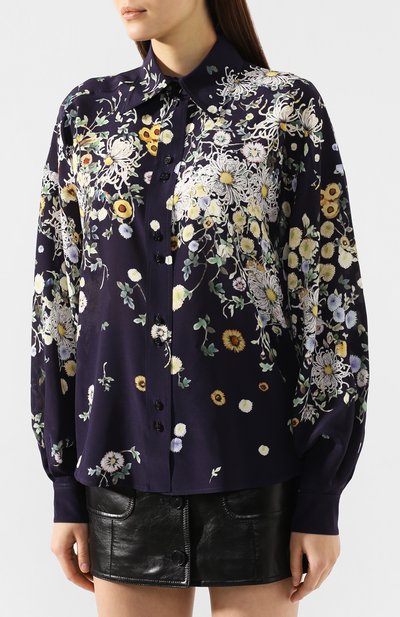 Шелковая рубашка GIVENCHY синего цвета по цене 92500 руб., арт. BW60K212HK, фото 3 Шелковая рубашка GIVENCHY, арт. BW60K212HK, фото 3