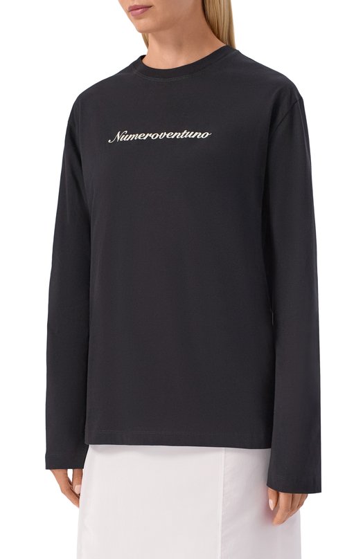 Хлопковый лонгслив N21 19I N2M0/F011/4157 Чёрный  19I N2M0/F011/4157 Фото 3