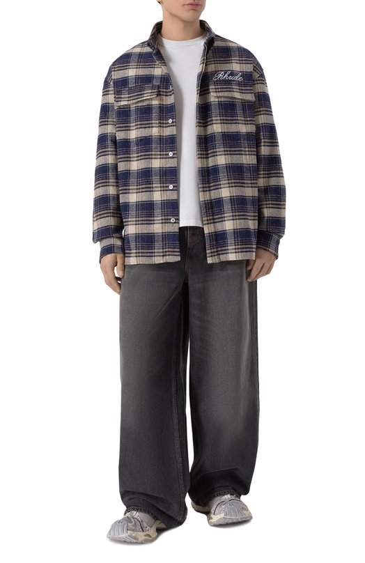 Хлопковая рубашка Rhude RHFW25ST03012 Синий  RHFW25ST03012 Фото 2