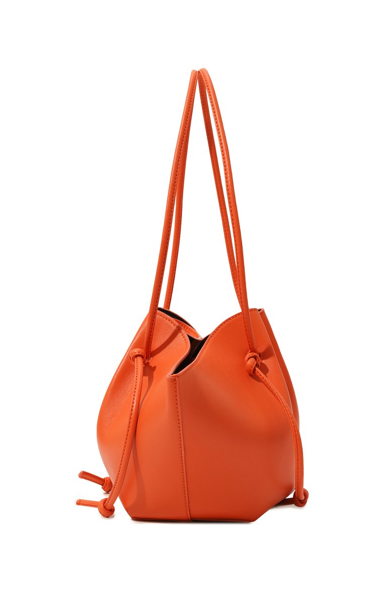 Женская сумка mochi YUZEFI оранжевого цвета, арт. YUZSS23-HB-M0-L007 | Фото 4 (Сумки-технические: Сумки top-handle; Материал: Натуральная кожа; Материал сплава: Проставлено; Драгоценные камни: Проставлено; Размер: small)